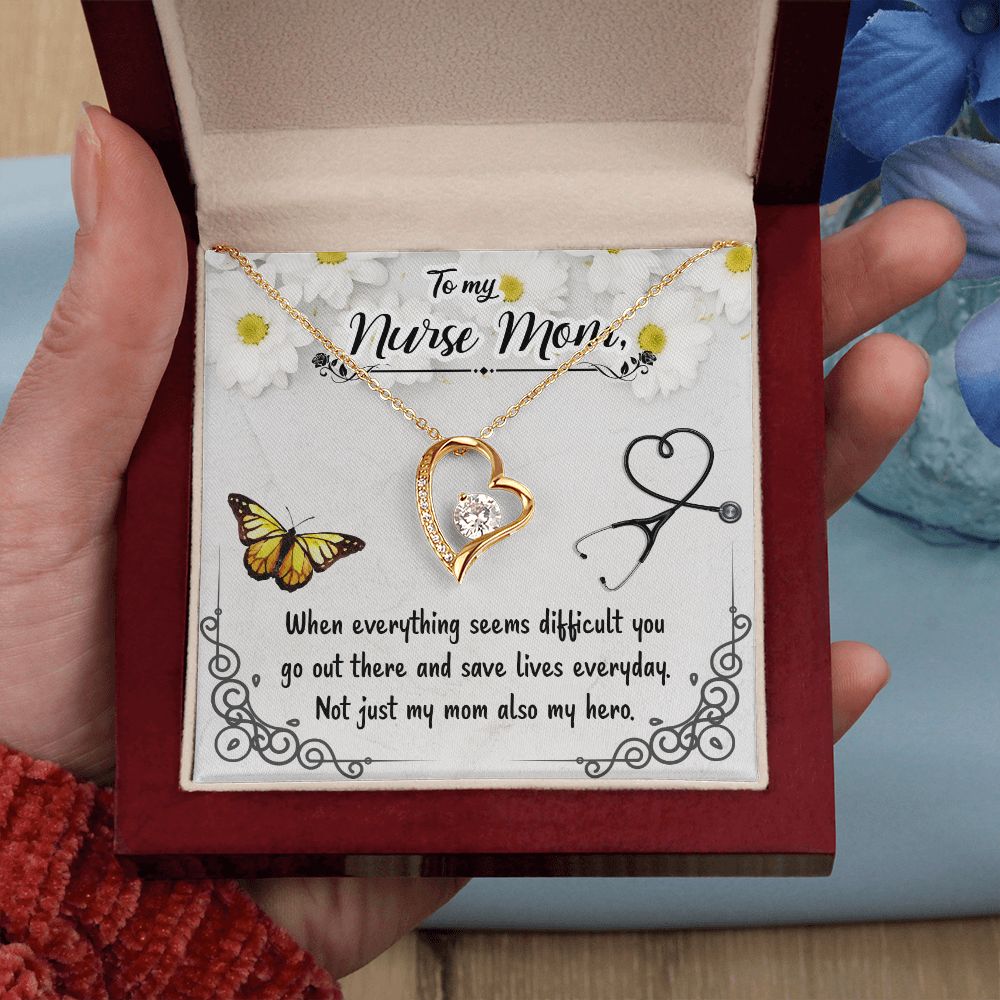 To My Nurse Mom, Not Just My Mom Also My Hero - Forever Love Necklace - Gift for Mom