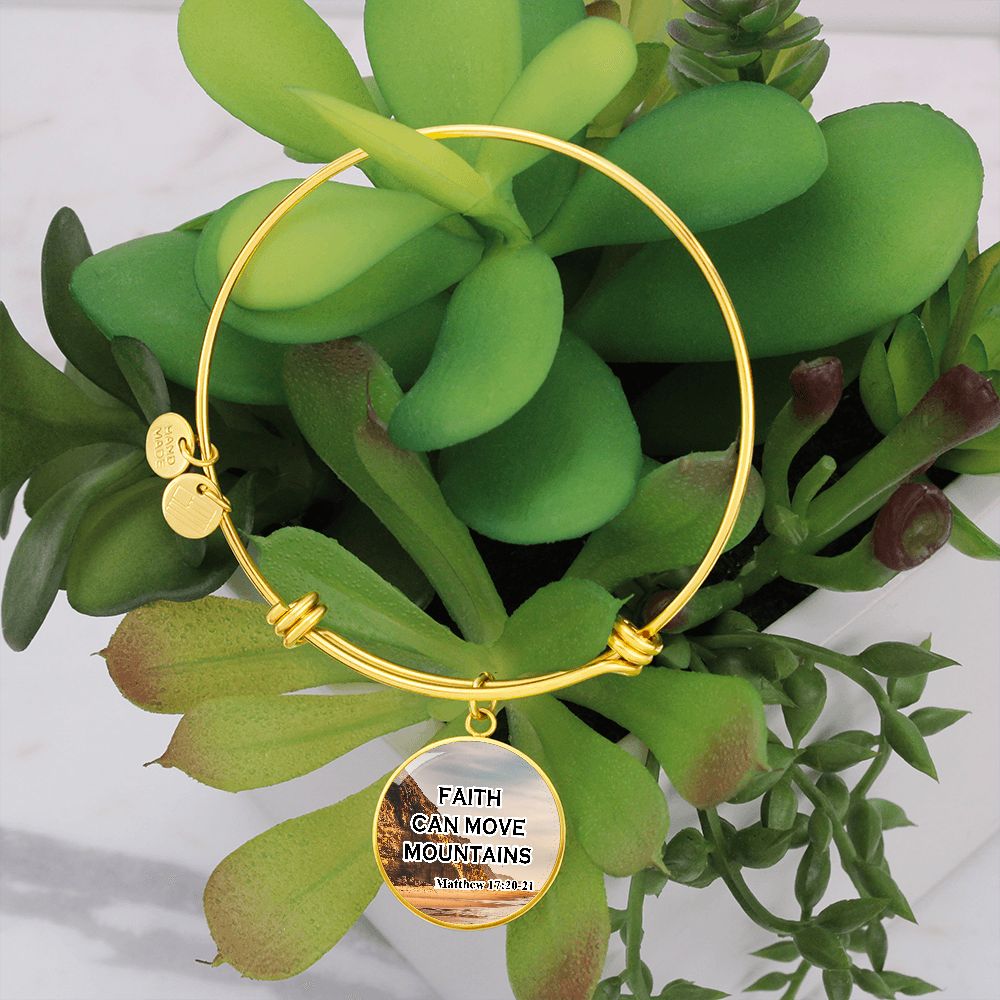 Faith Can Move Mountains - Circle Bangle - Gift for Her
