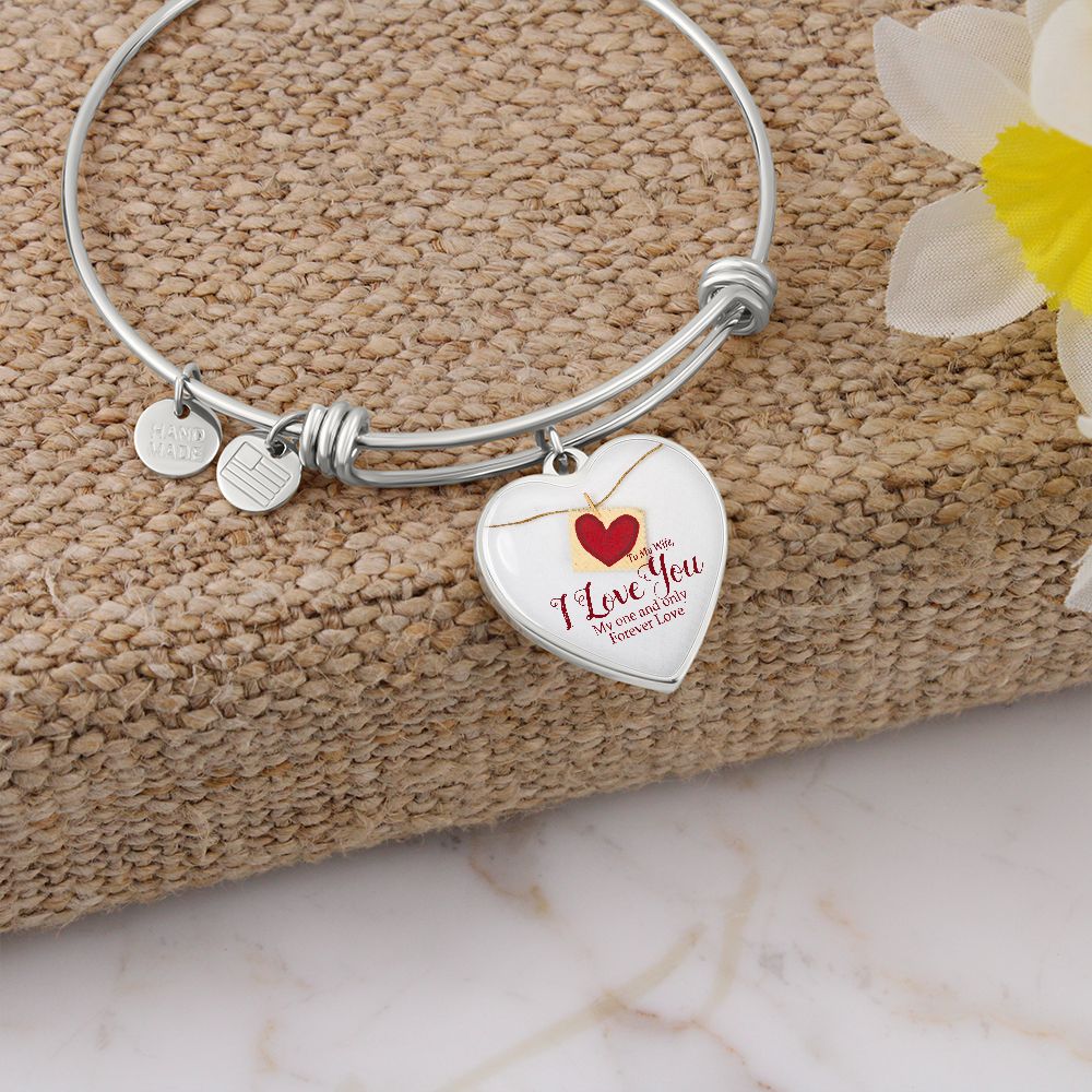 To My Wife, I Love You - Heart Bangle - Gift for Wife