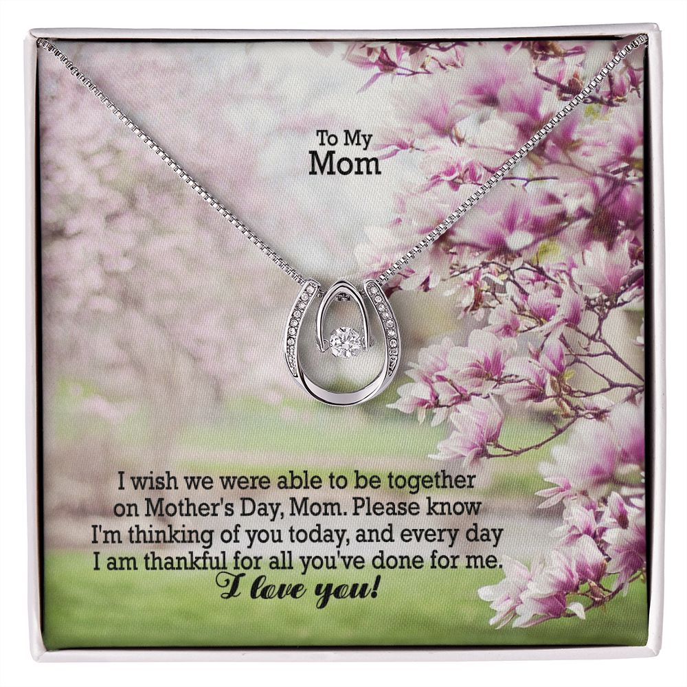 I Wish We Were Able To Be Together On Mother's Day - Please Know I'm Thinking Of You Today, & Every Day - Lucky In Love Necklace - Gift for Mom
