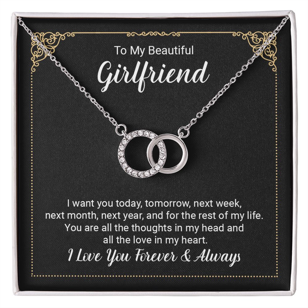To My Beautiful Girlfriend, I Love You Forever & Always - Perfect Pair Necklace - Gift for Girlfriend