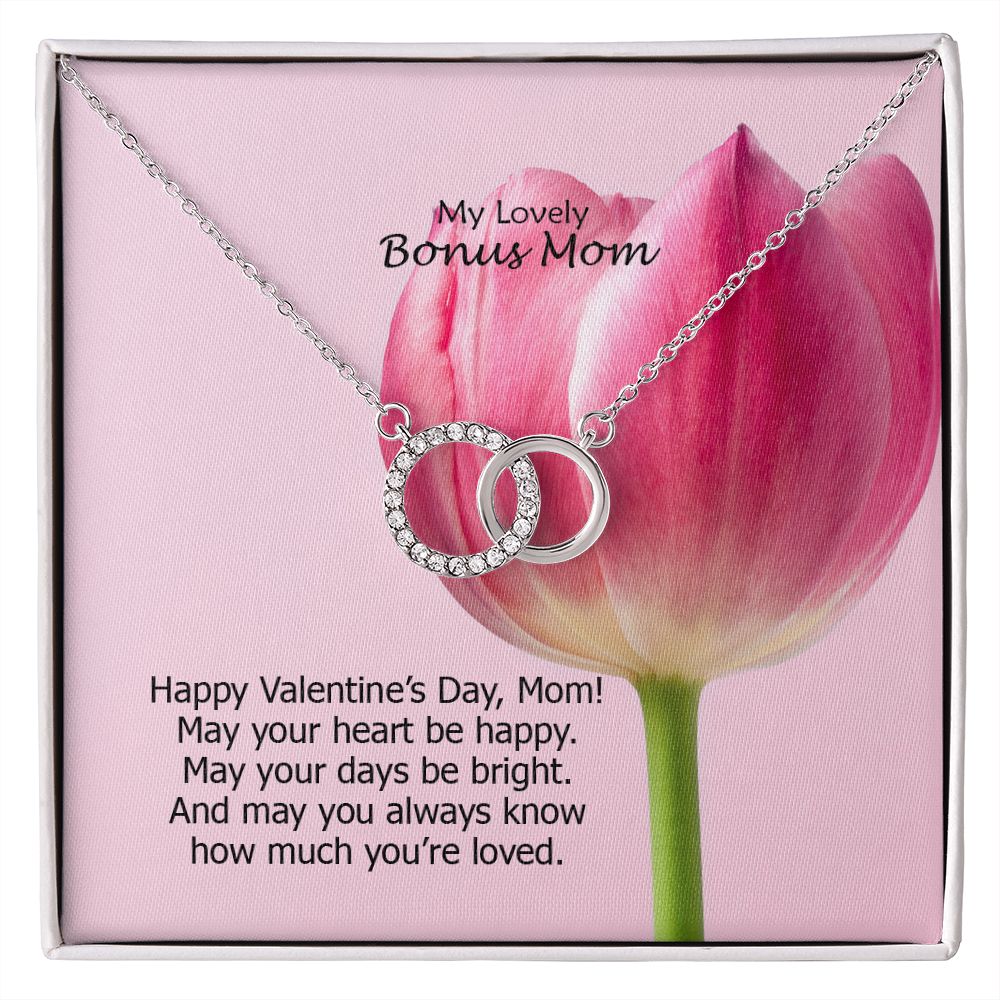 My Lovely Bonus Mom, May Your Heart Be Happy. May Your Days Be Bright - Perfect Pair Necklace - Gift for Mom