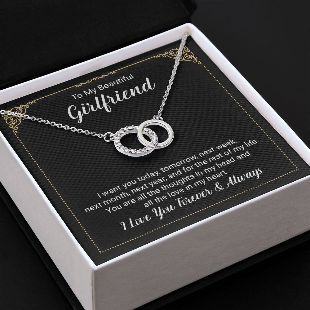 To My Beautiful Girlfriend, I Love You Forever & Always - Perfect Pair Necklace - Gift for Girlfriend