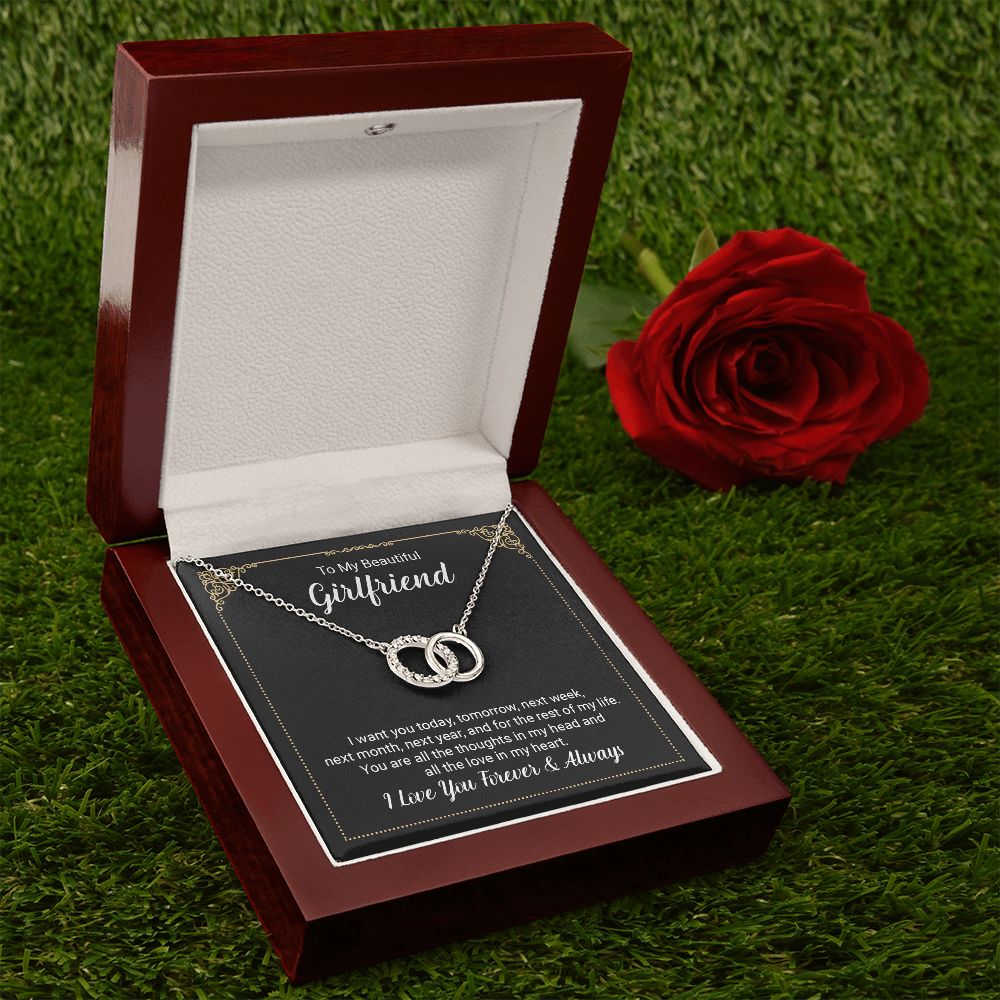 To My Beautiful Girlfriend, I Love You Forever & Always - Perfect Pair Necklace - Gift for Girlfriend