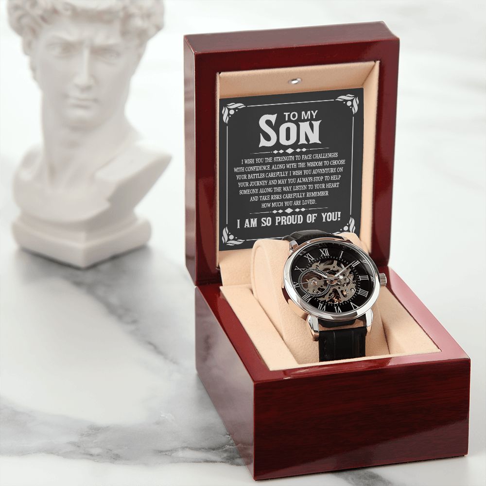 To My Son, I Am So Proud of You - Men's Openwork Watch - Gift for Son