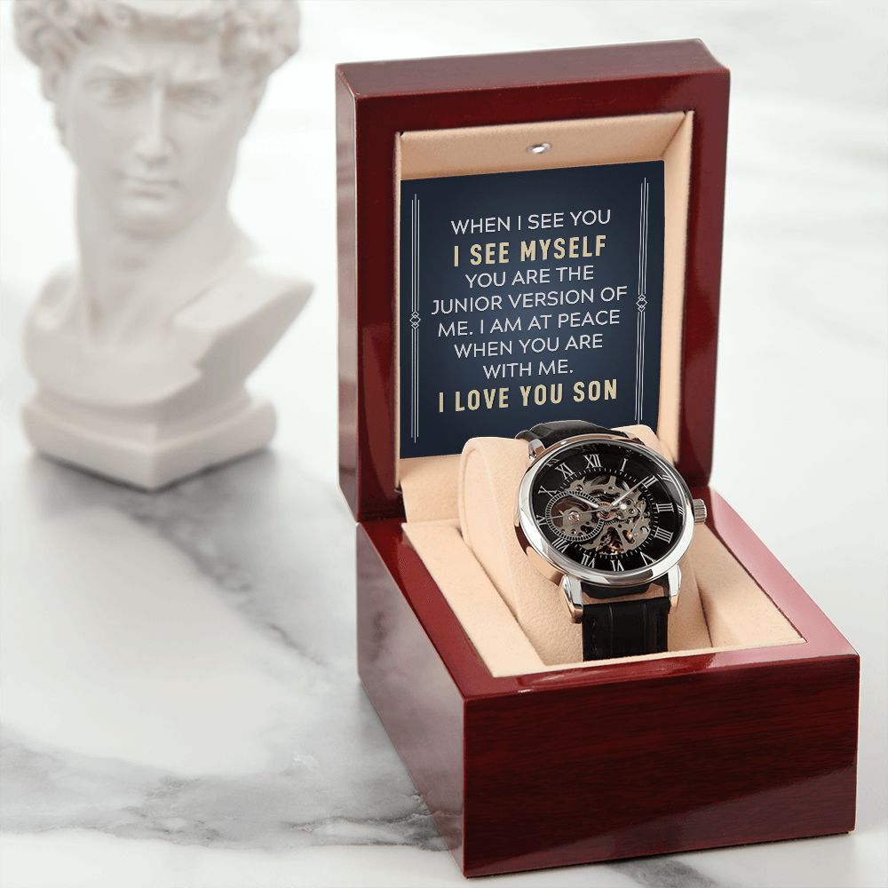 Son, I Am At Peace When You Are With Me - Men's Openwork Watch - Gift for Son