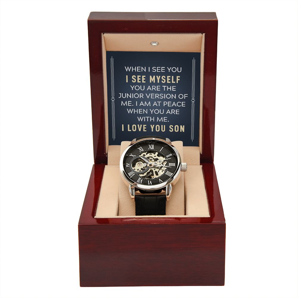 Son, I Am At Peace When You Are With Me - Men's Openwork Watch - Gift for Son