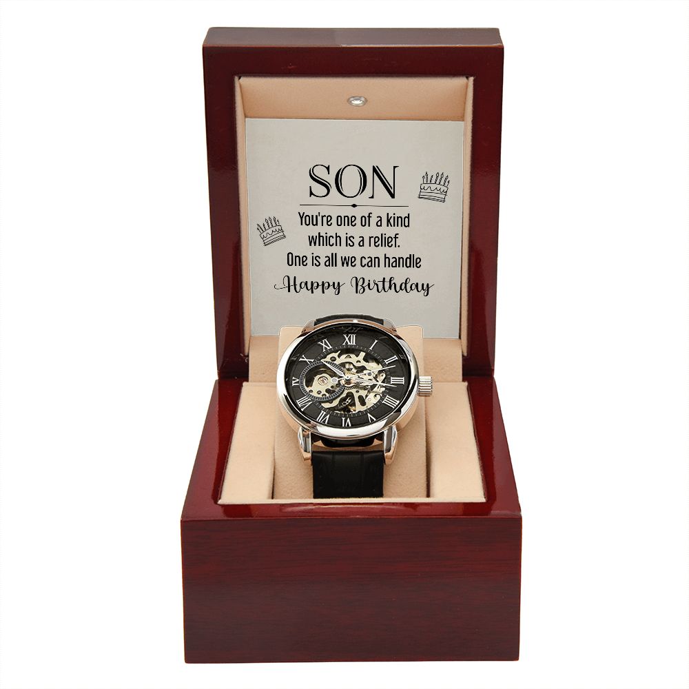 Son, You're One of a Kind - Happy Birthday - Men's Openwork Watch - Gift for Son