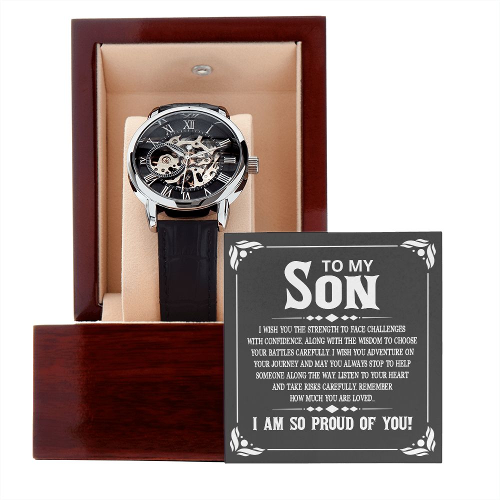 To My Son, I Am So Proud of You - Men's Openwork Watch - Gift for Son