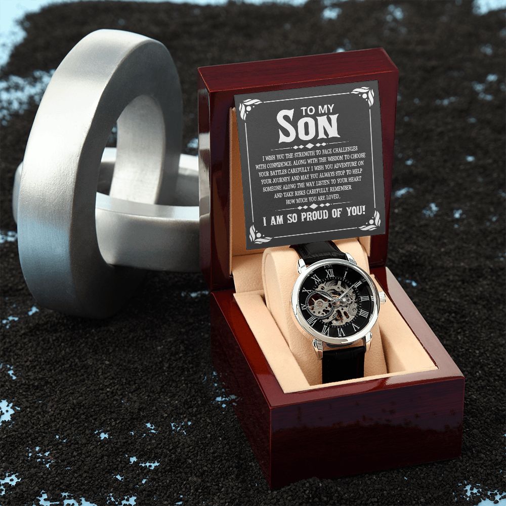 To My Son, I Am So Proud of You - Men's Openwork Watch - Gift for Son