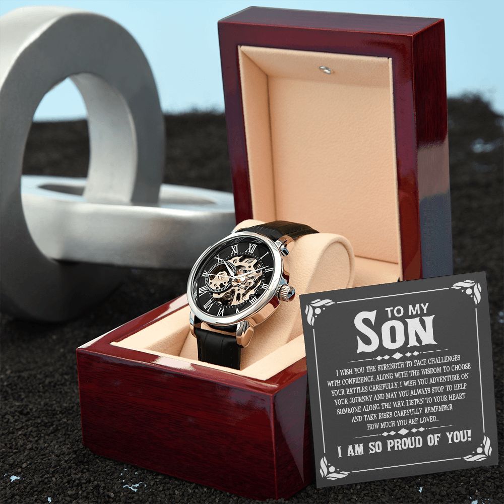To My Son, I Am So Proud of You - Men's Openwork Watch - Gift for Son