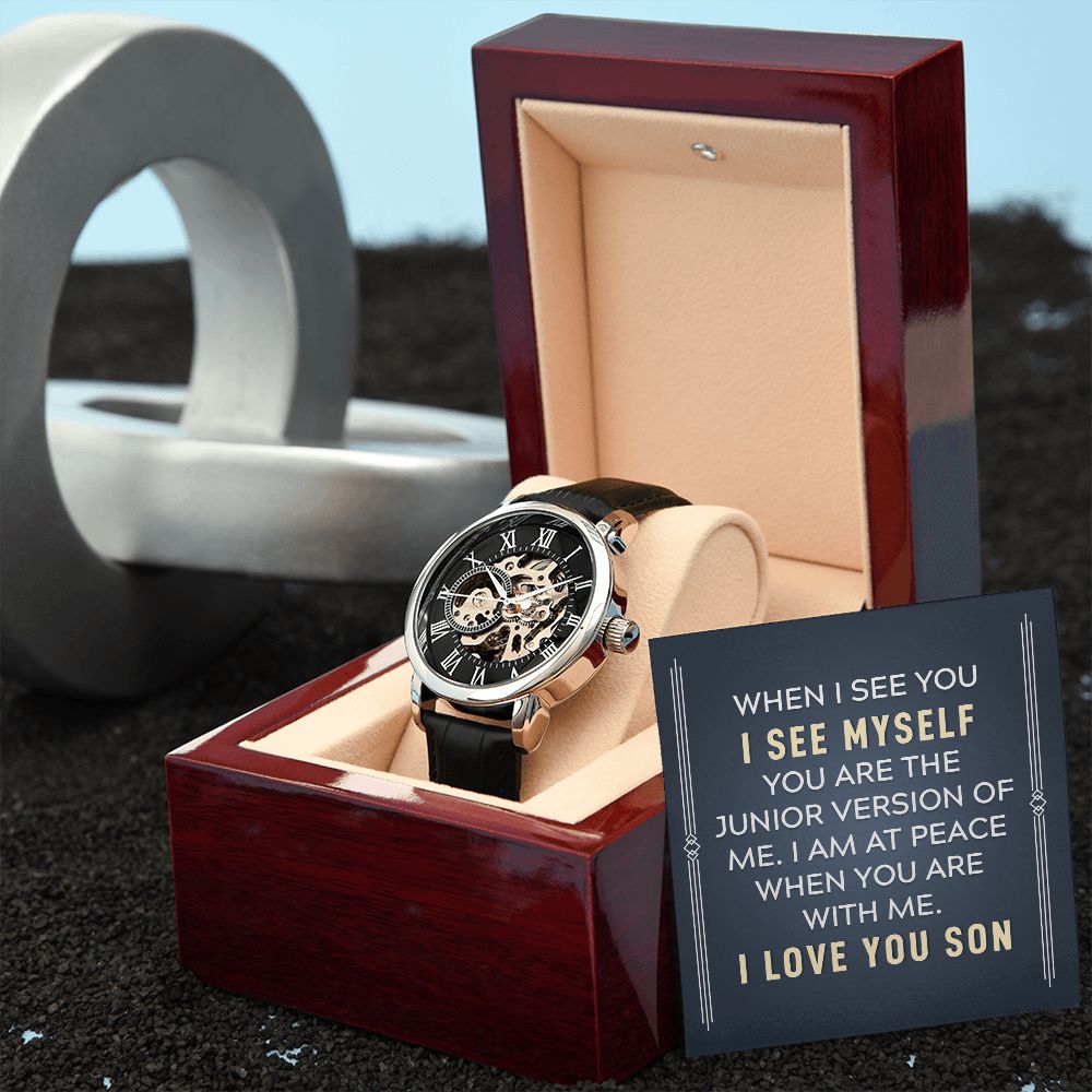 Son, I Am At Peace When You Are With Me - Men's Openwork Watch - Gift for Son