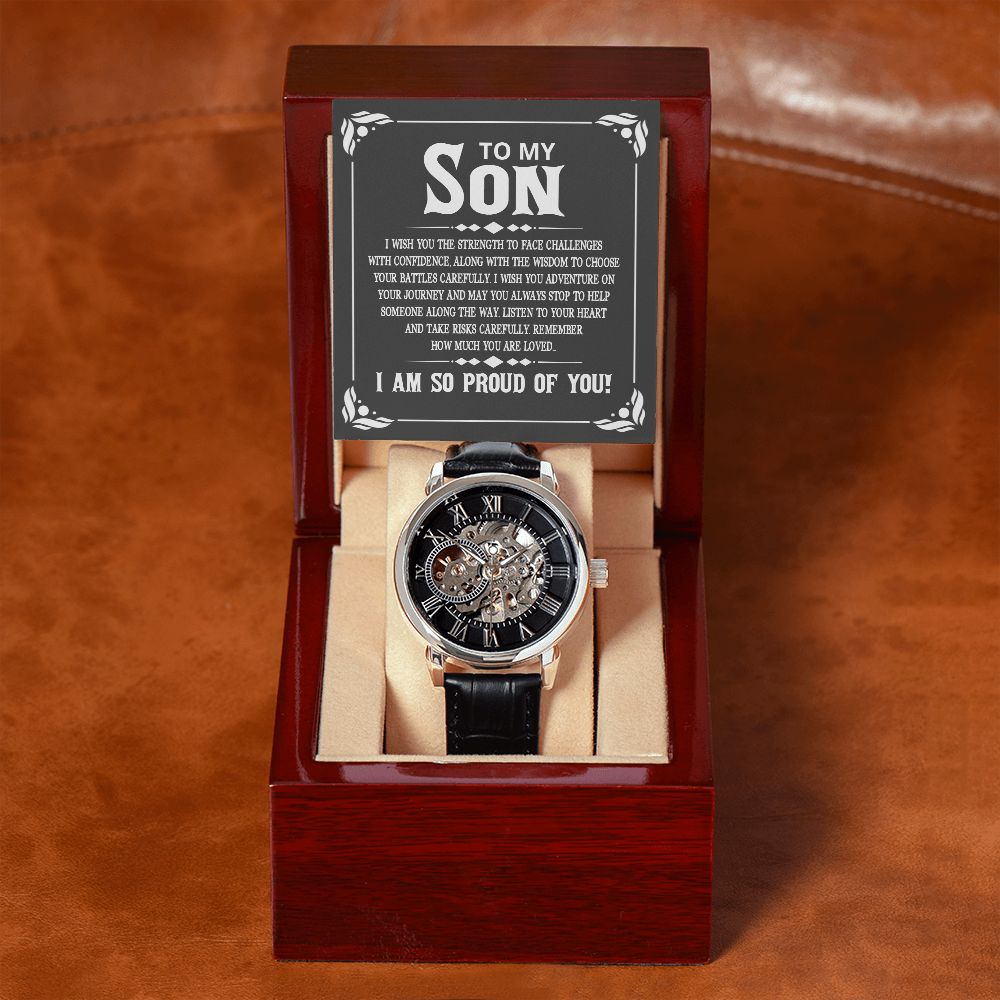 To My Son, I Am So Proud of You - Men's Openwork Watch - Gift for Son
