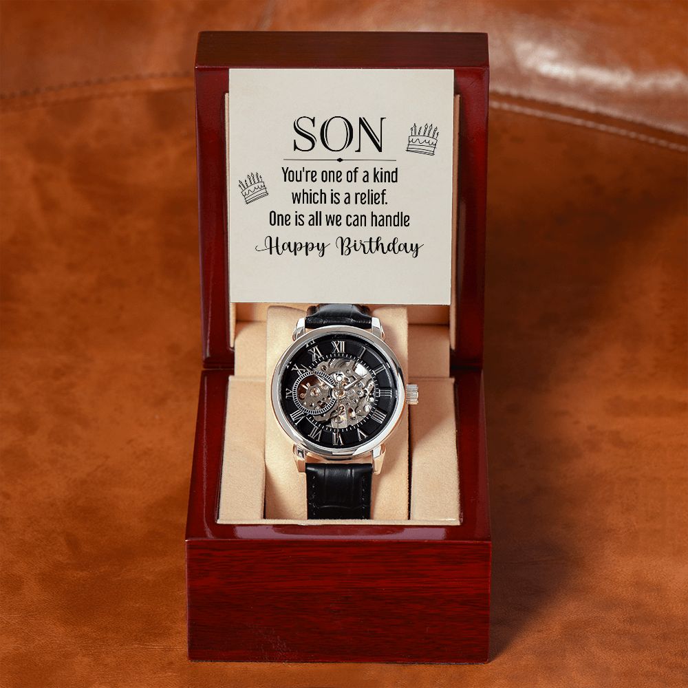 Son, You're One of a Kind - Happy Birthday - Men's Openwork Watch - Gift for Son