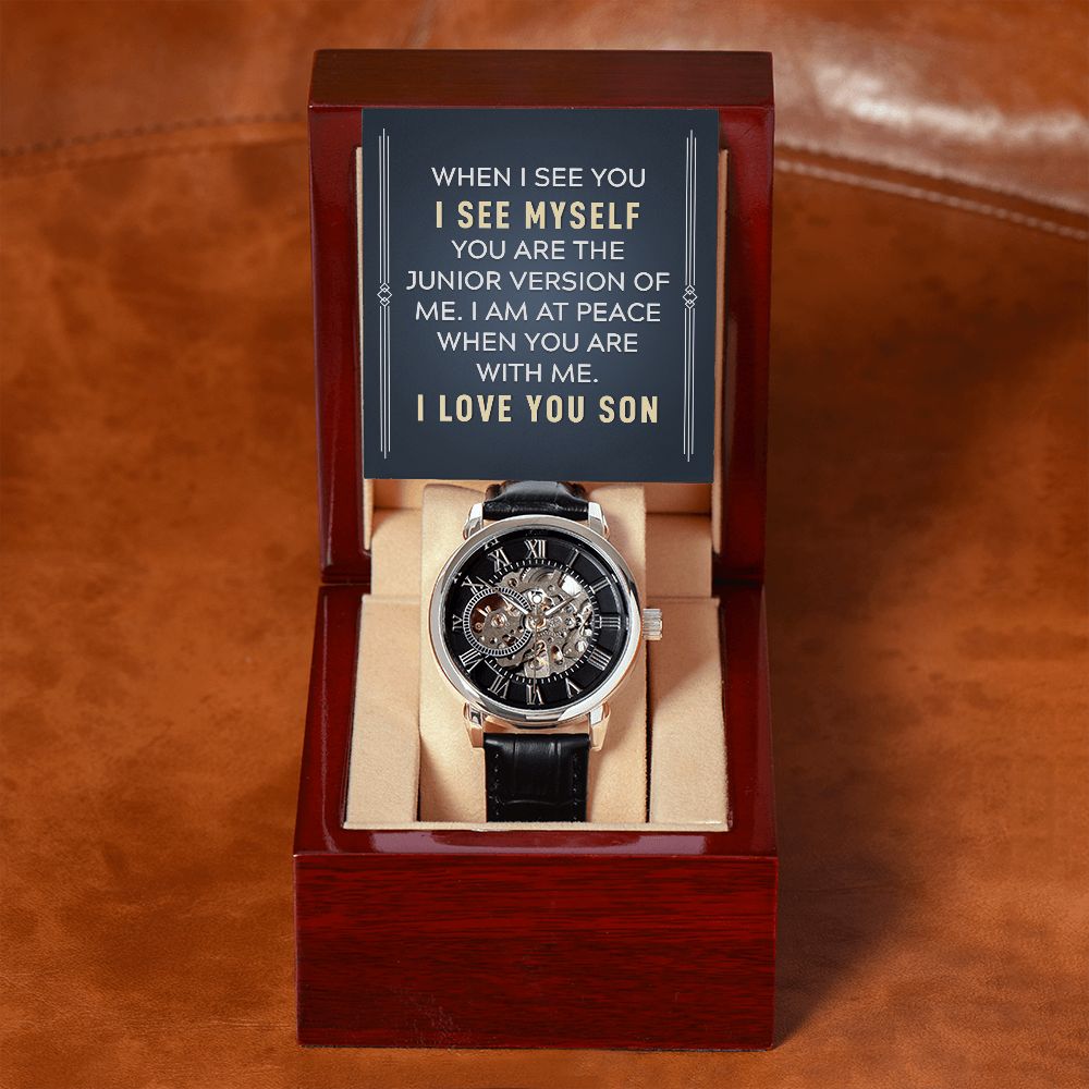 Son, I Am At Peace When You Are With Me - Men's Openwork Watch - Gift for Son