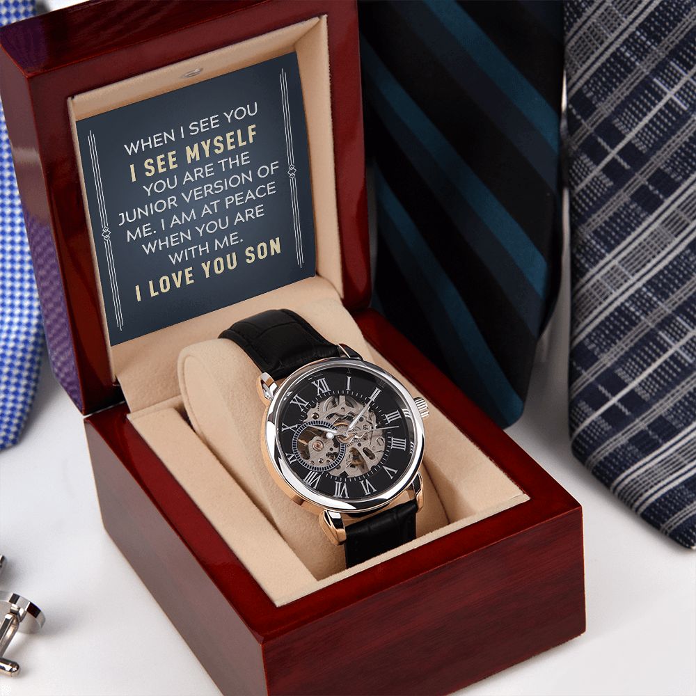 Son, I Am At Peace When You Are With Me - Men's Openwork Watch - Gift for Son