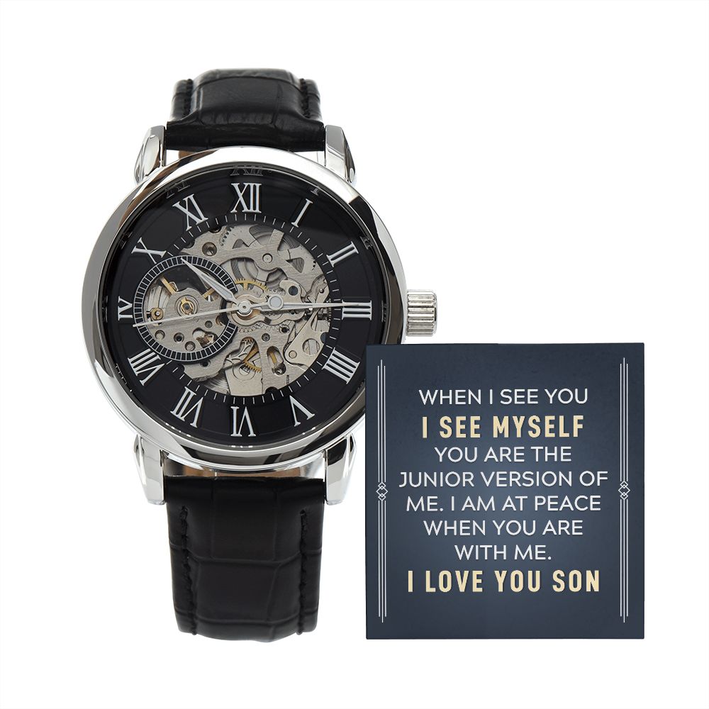 Son, I Am At Peace When You Are With Me - Men's Openwork Watch - Gift for Son
