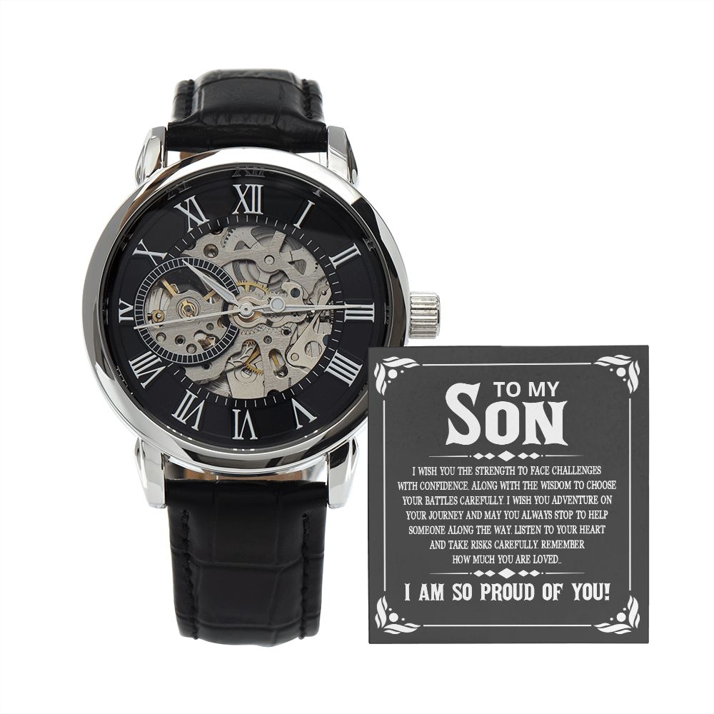To My Son, I Am So Proud of You - Men's Openwork Watch - Gift for Son