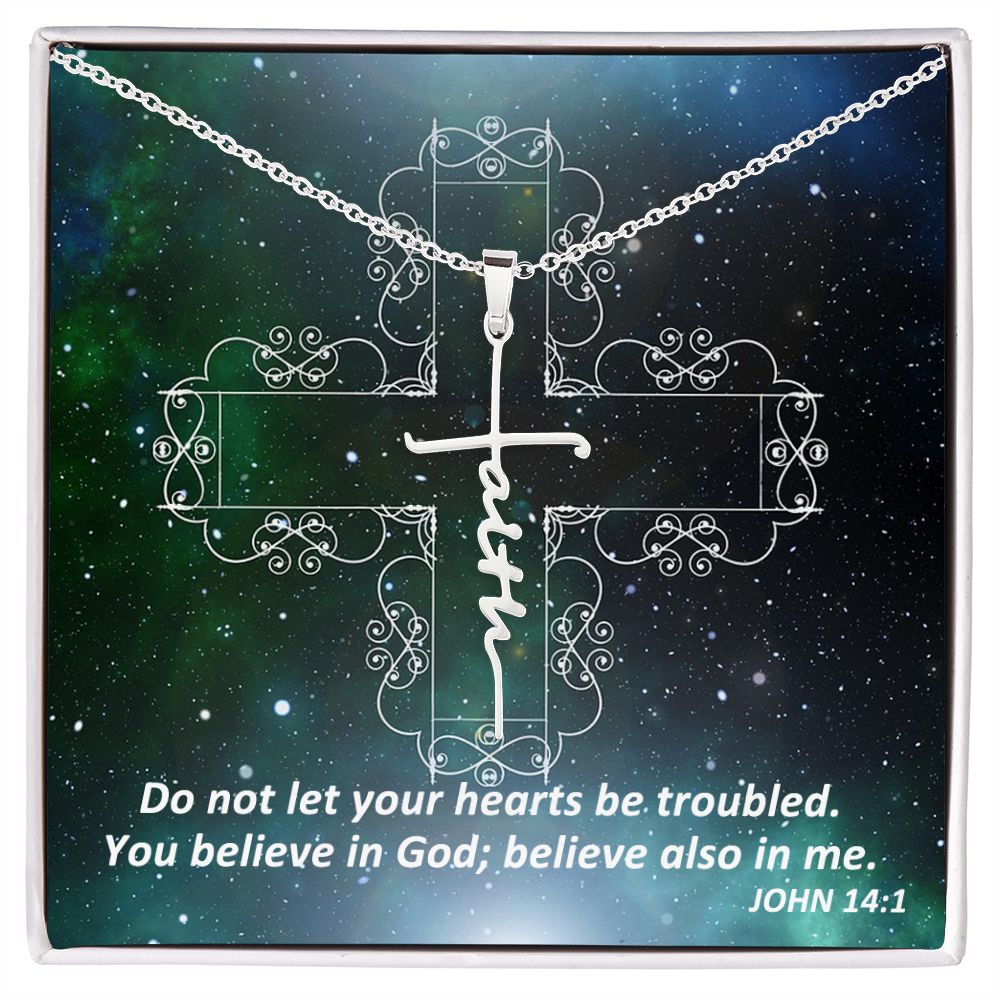 Believe in God - Faith Cross Necklace - Gift for Him - Gift for Her