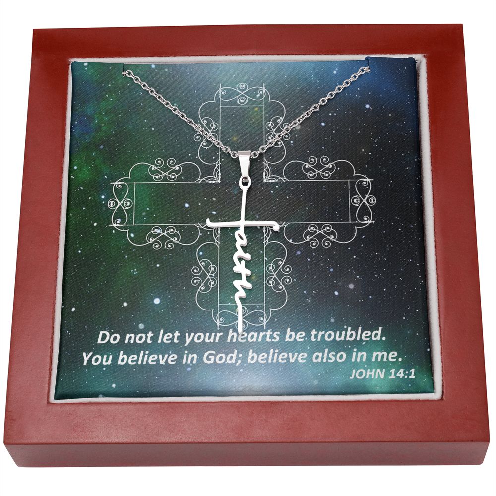 Believe in God - Faith Cross Necklace - Gift for Him - Gift for Her