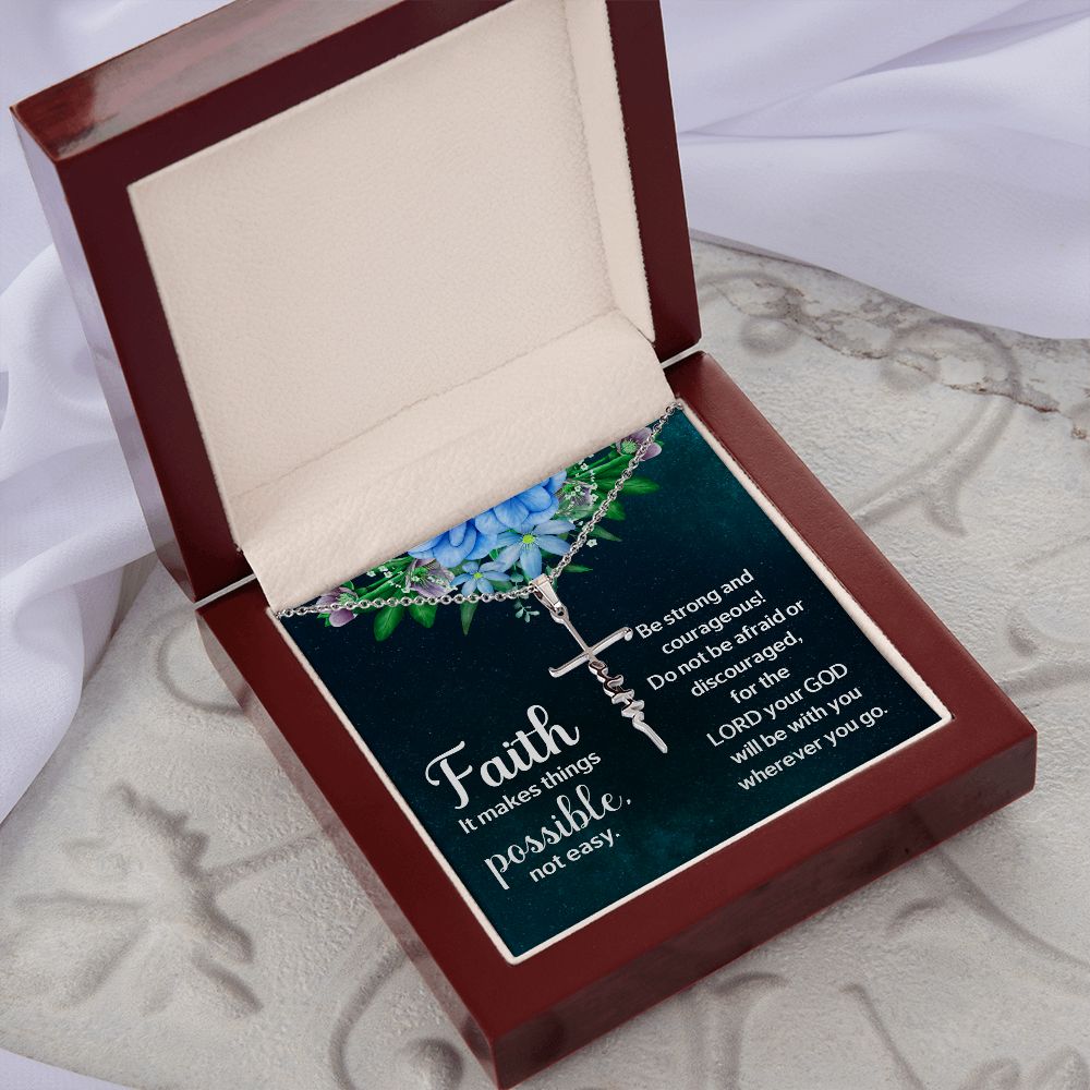 Faith It Makes Things Possible, Not Easy - Faith Cross Necklace - Gift for Him - Gift for Her