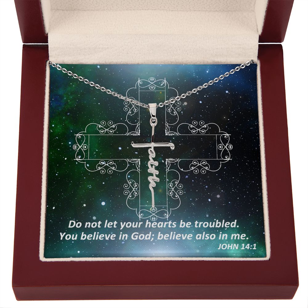 Believe in God - Faith Cross Necklace - Gift for Him - Gift for Her