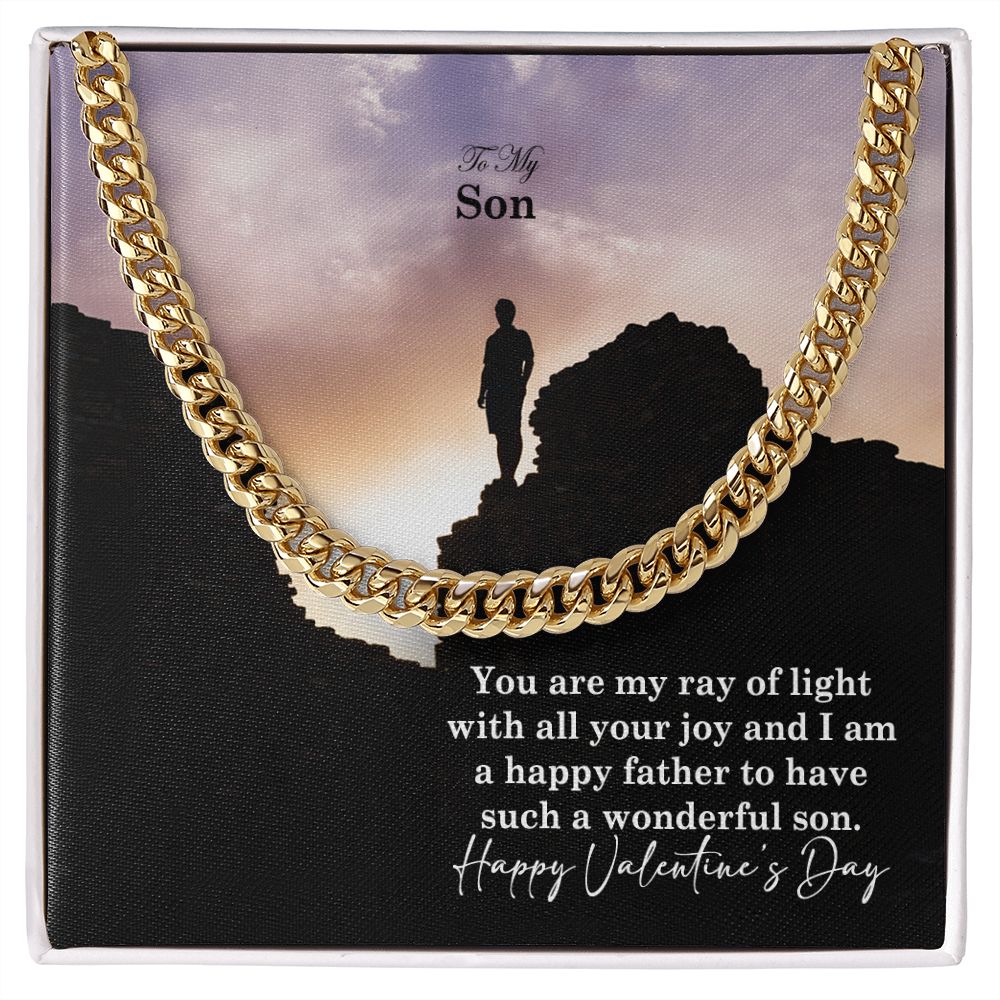 To My Son, You Are My Ray of Light With All Your Joy - Cuban Link Chain Necklace - Gift for Son