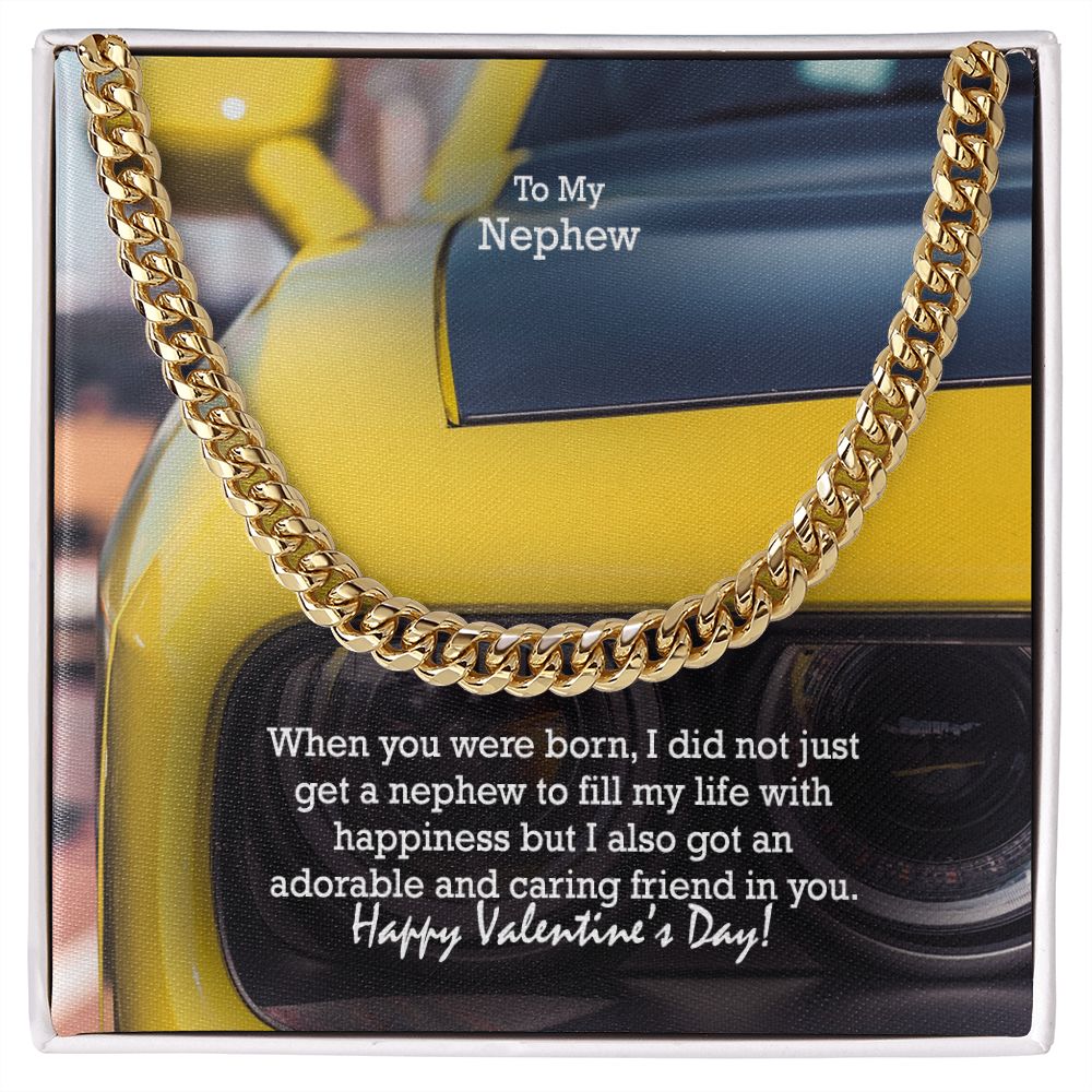 To My Nephew, Happy Valentine's Day - Cuban Link Chain Necklace - Gift for Nephew