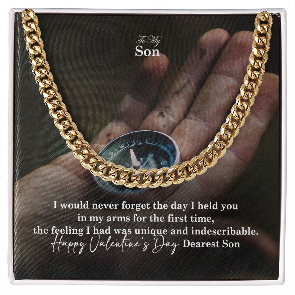 To My Son, Happy Valentine's Day Dearest Son - Cuban Link Chain Necklace - Gift for Son