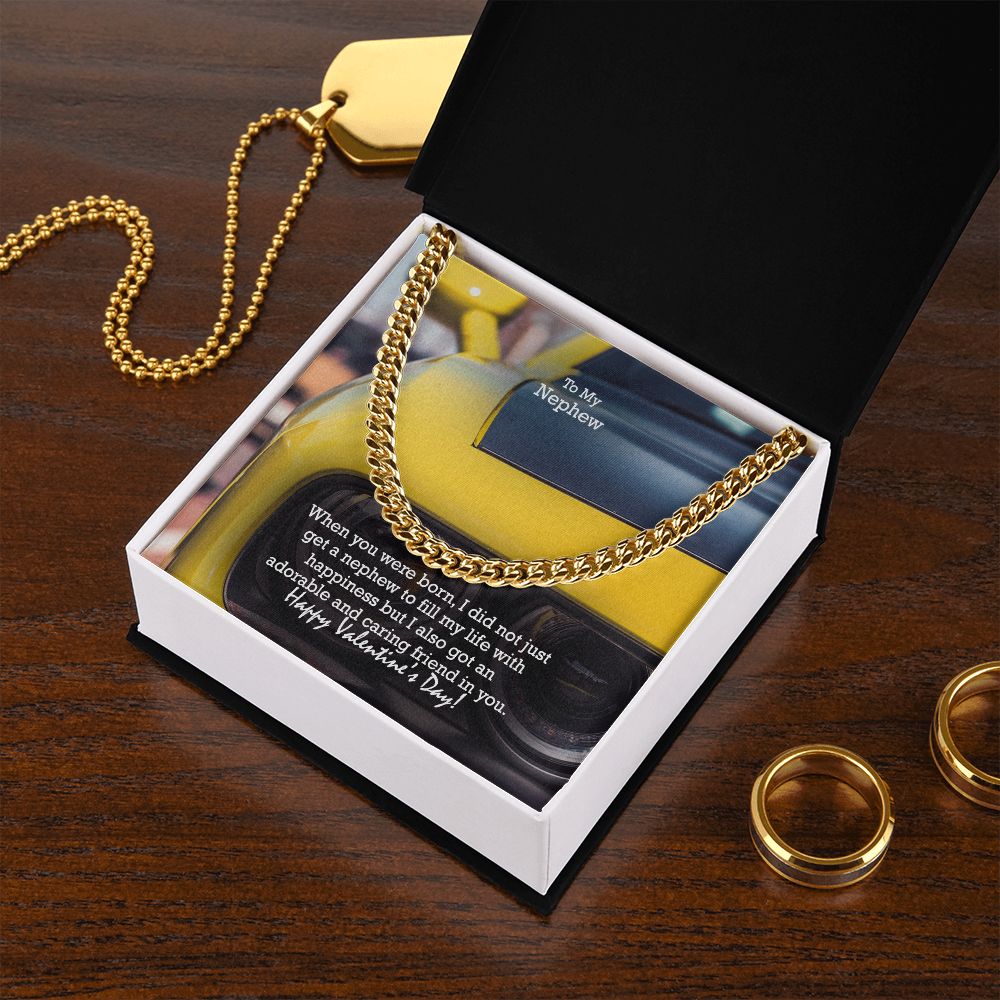 To My Nephew, Happy Valentine's Day - Cuban Link Chain Necklace - Gift for Nephew