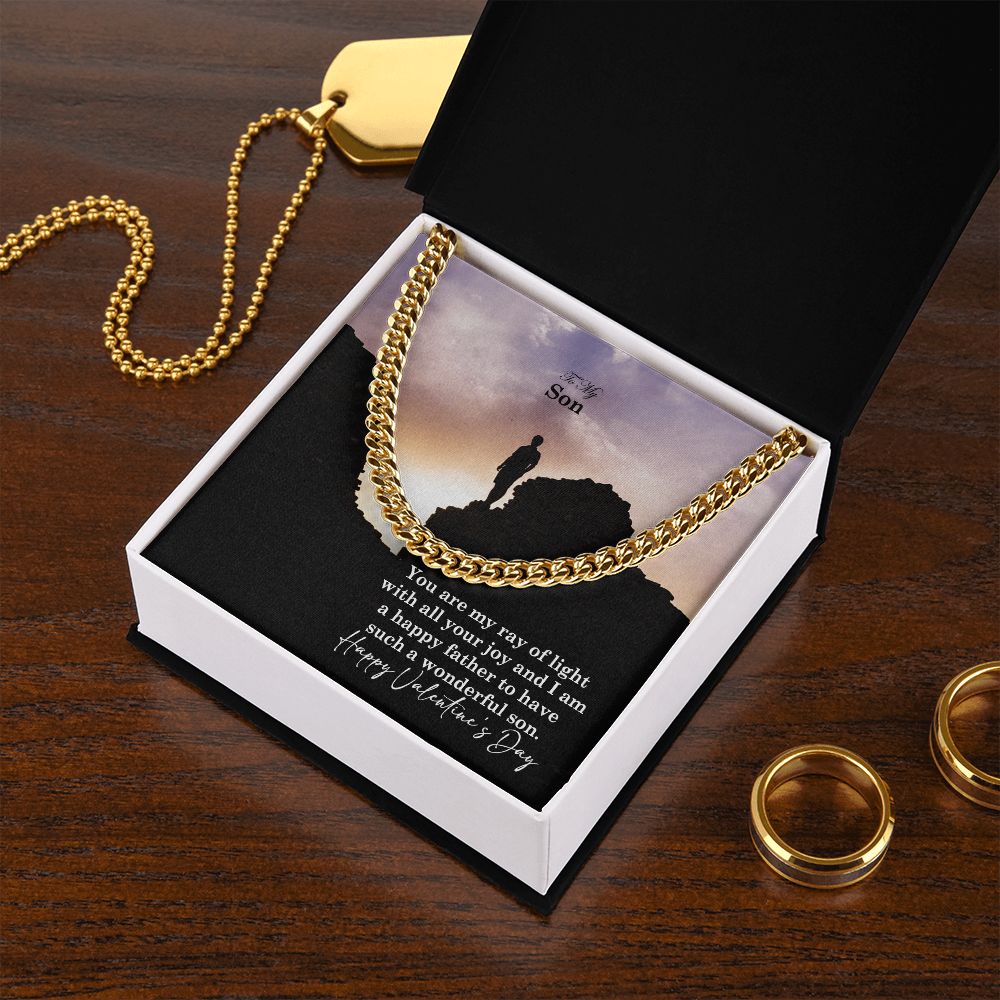 To My Son, You Are My Ray of Light With All Your Joy - Cuban Link Chain Necklace - Gift for Son