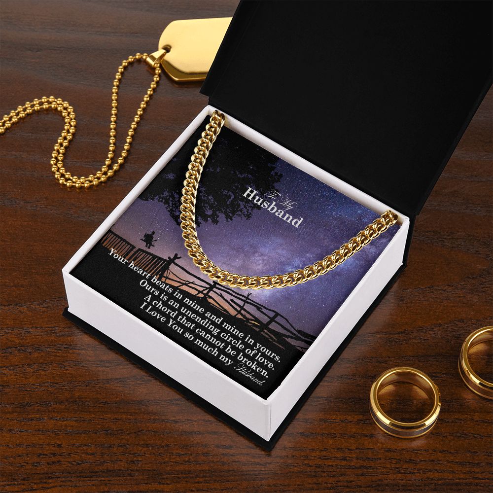 To My Husband, Our Is An Unending Circle Of Love - Cuban Link Chain Necklace - Gift for Husband