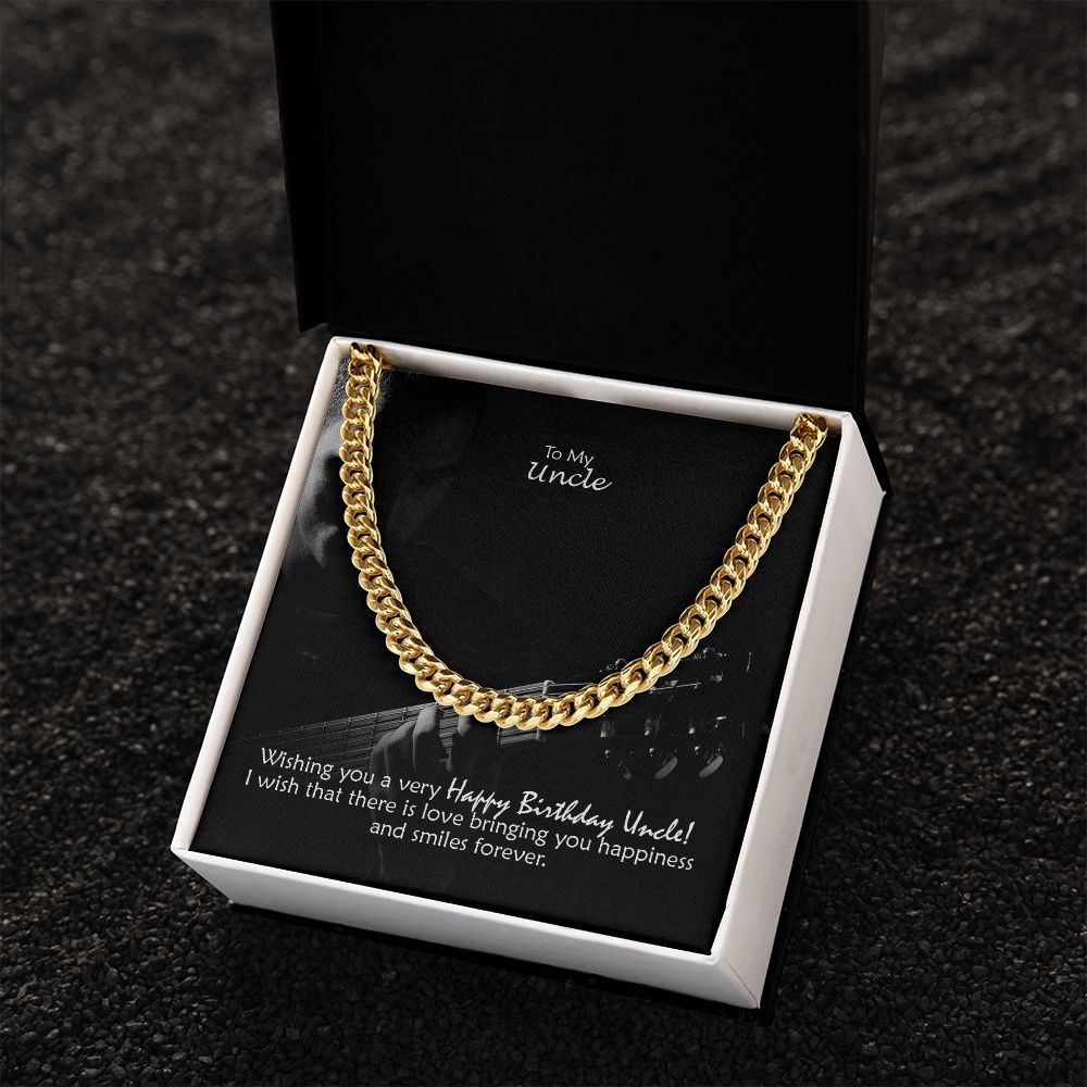 To My Uncle, I Wish That There Is Love Bringing You Happiness & Smiles Forever - Cuban Link Chain Necklace - Gift for Uncle