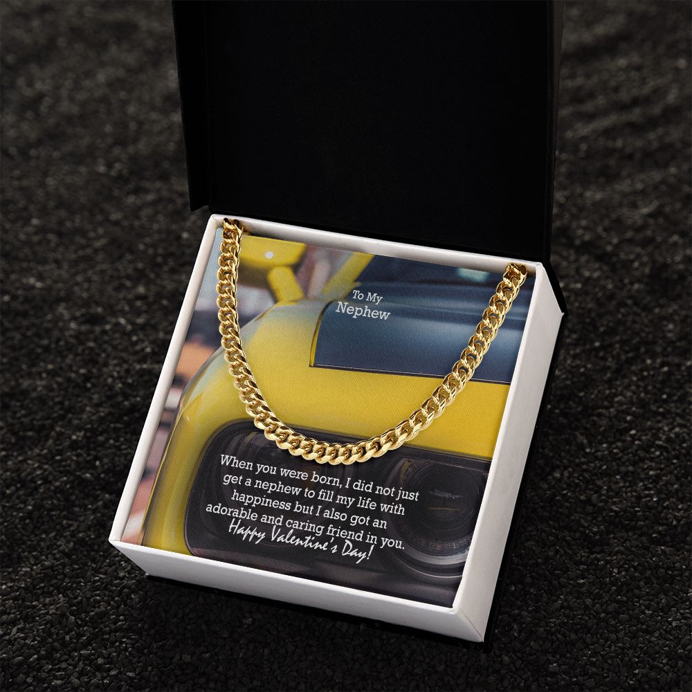 To My Nephew, Happy Valentine's Day - Cuban Link Chain Necklace - Gift for Nephew