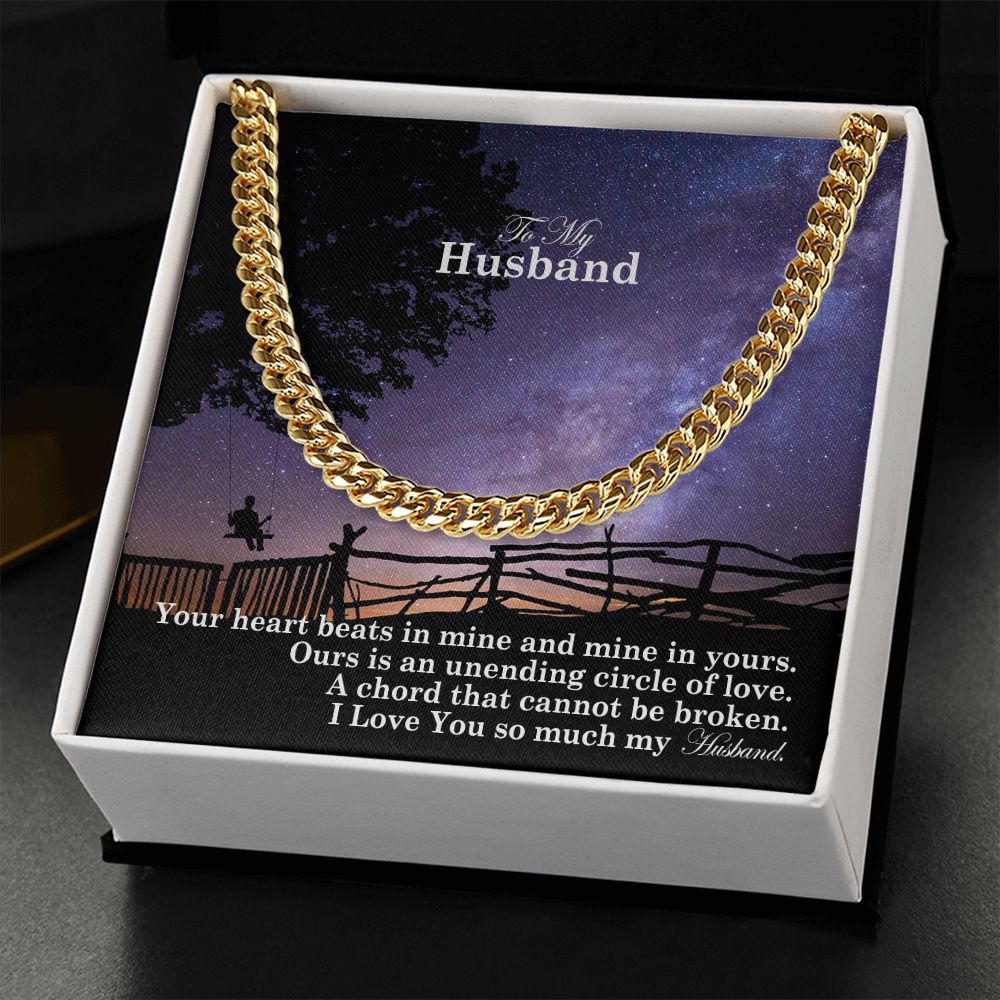 To My Husband, Our Is An Unending Circle Of Love - Cuban Link Chain Necklace - Gift for Husband