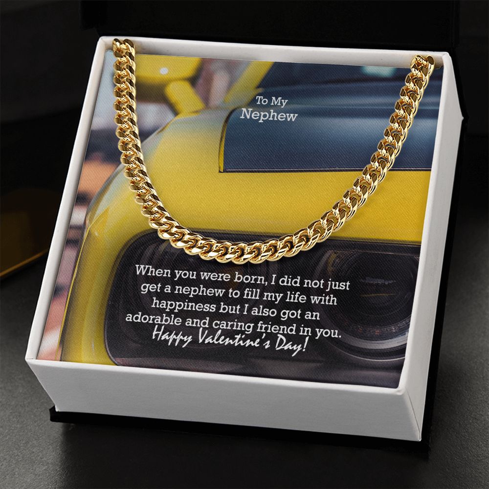 To My Nephew, Happy Valentine's Day - Cuban Link Chain Necklace - Gift for Nephew