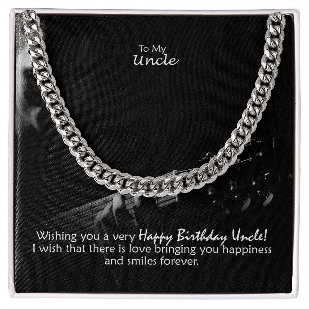 To My Uncle, I Wish That There Is Love Bringing You Happiness & Smiles Forever - Cuban Link Chain Necklace - Gift for Uncle