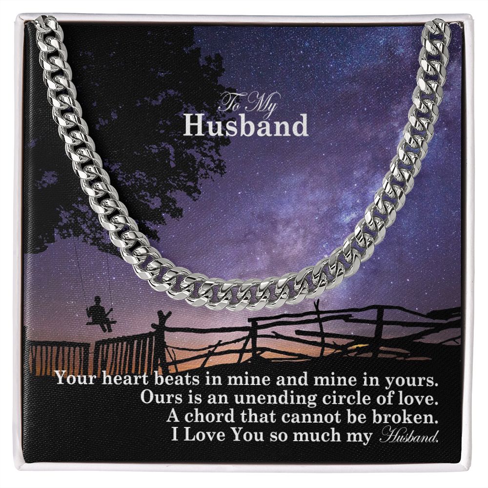 To My Husband, Our Is An Unending Circle Of Love - Cuban Link Chain Necklace - Gift for Husband