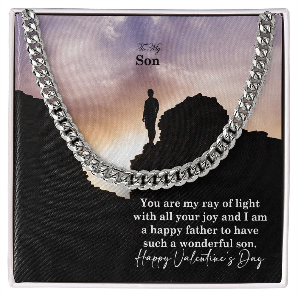 To My Son, You Are My Ray of Light With All Your Joy - Cuban Link Chain Necklace - Gift for Son