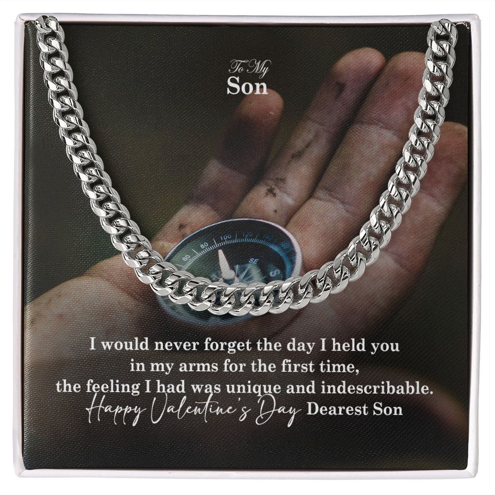 To My Son, Happy Valentine's Day Dearest Son - Cuban Link Chain Necklace - Gift for Son