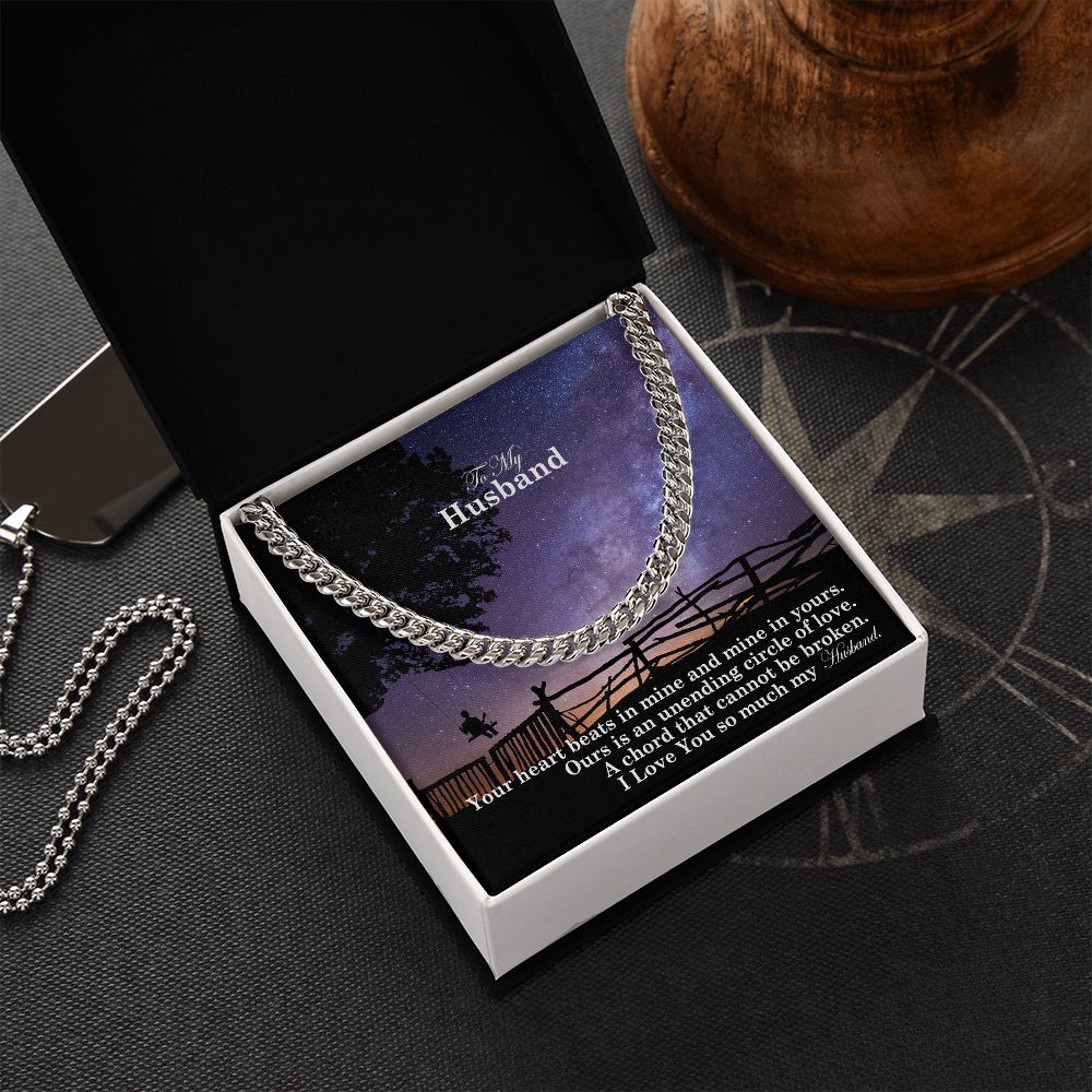 To My Husband, Our Is An Unending Circle Of Love - Cuban Link Chain Necklace - Gift for Husband