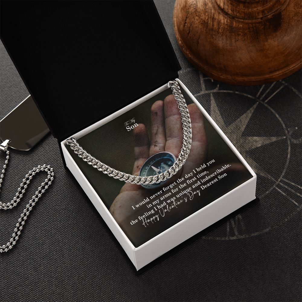 To My Son, Happy Valentine's Day Dearest Son - Cuban Link Chain Necklace - Gift for Son