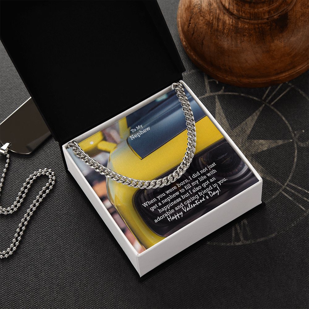 To My Nephew, Happy Valentine's Day - Cuban Link Chain Necklace - Gift for Nephew