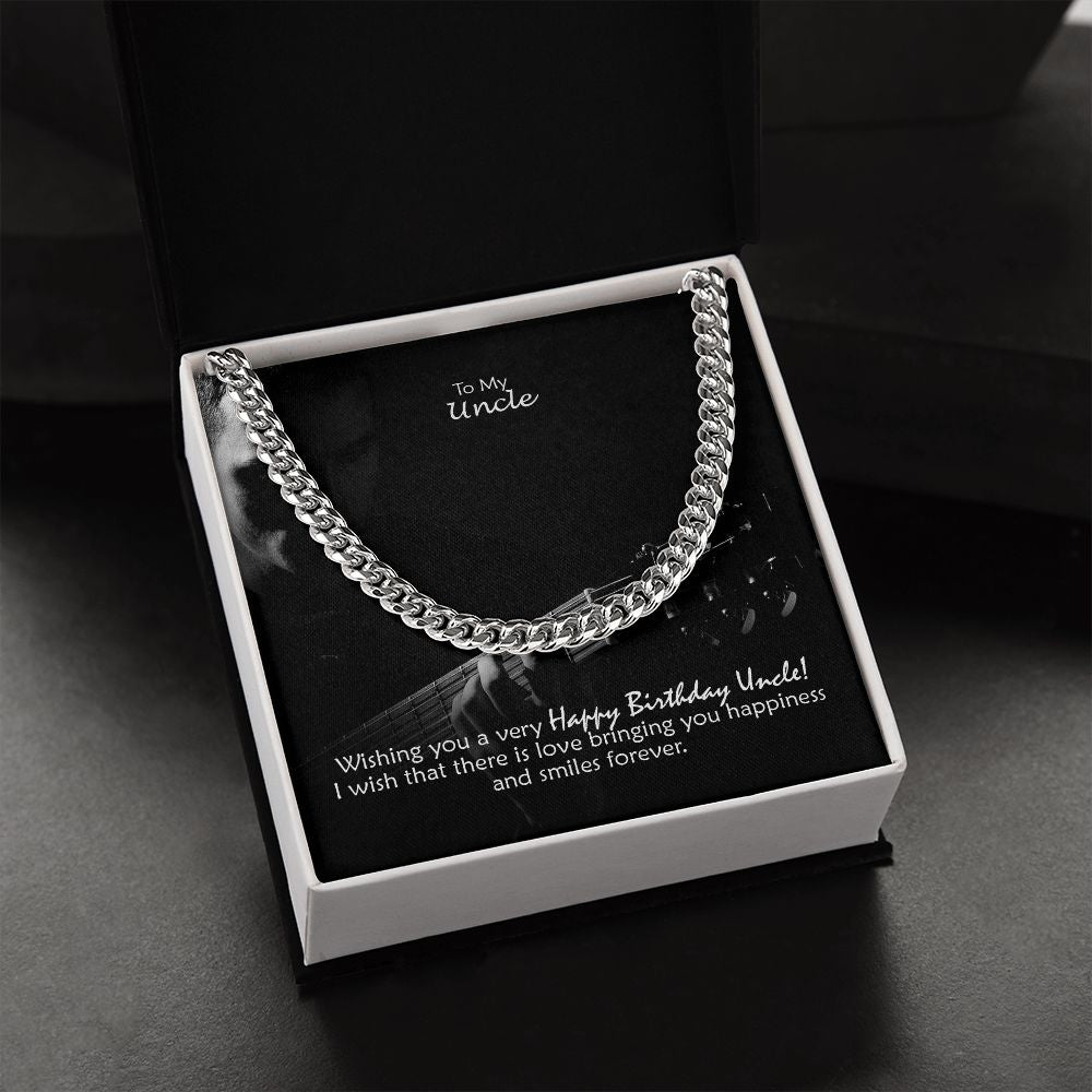 To My Uncle, I Wish That There Is Love Bringing You Happiness & Smiles Forever - Cuban Link Chain Necklace - Gift for Uncle