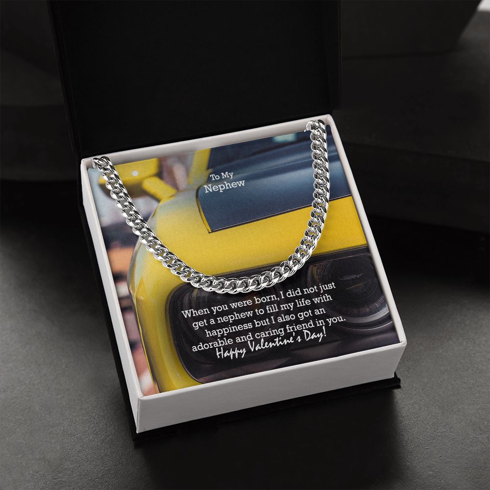 To My Nephew, Happy Valentine's Day - Cuban Link Chain Necklace - Gift for Nephew