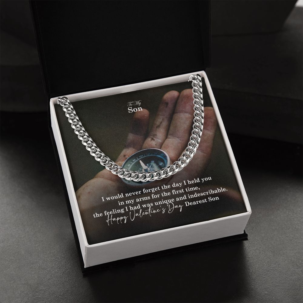 To My Son, Happy Valentine's Day Dearest Son - Cuban Link Chain Necklace - Gift for Son