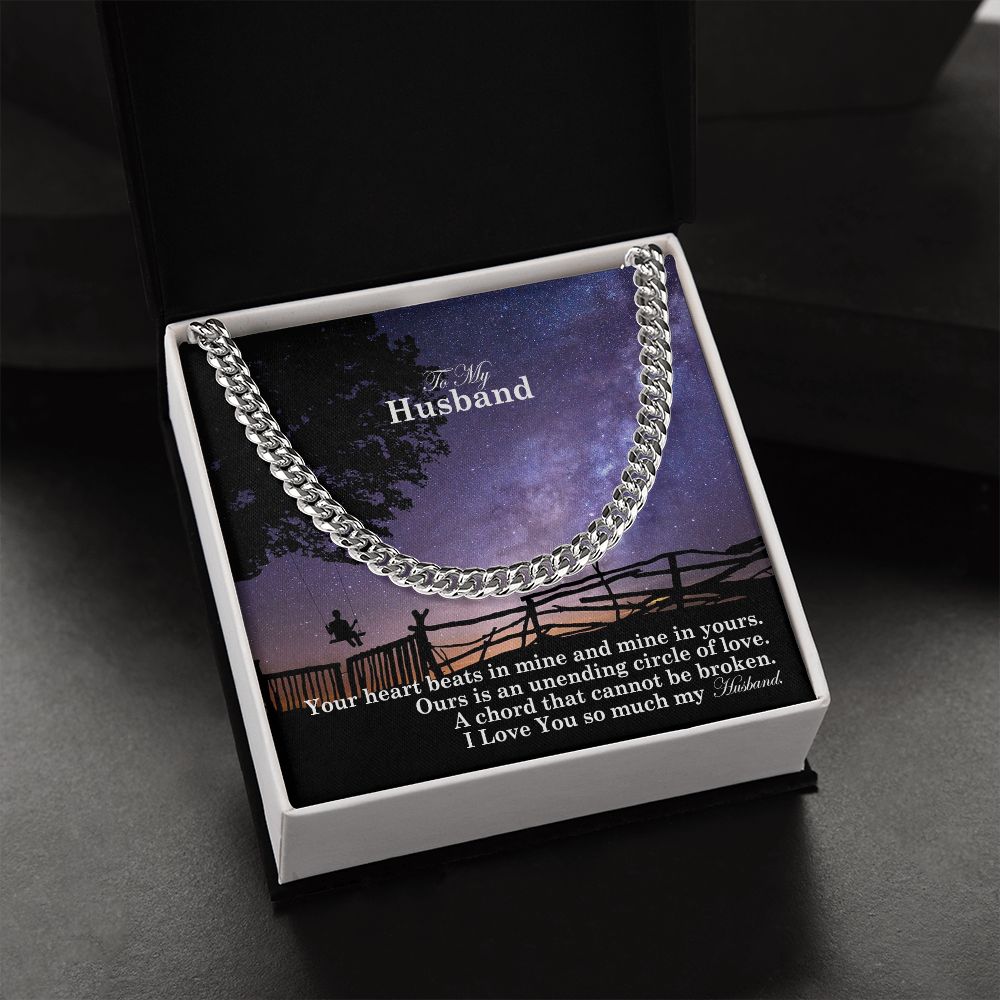 To My Husband, Our Is An Unending Circle Of Love - Cuban Link Chain Necklace - Gift for Husband