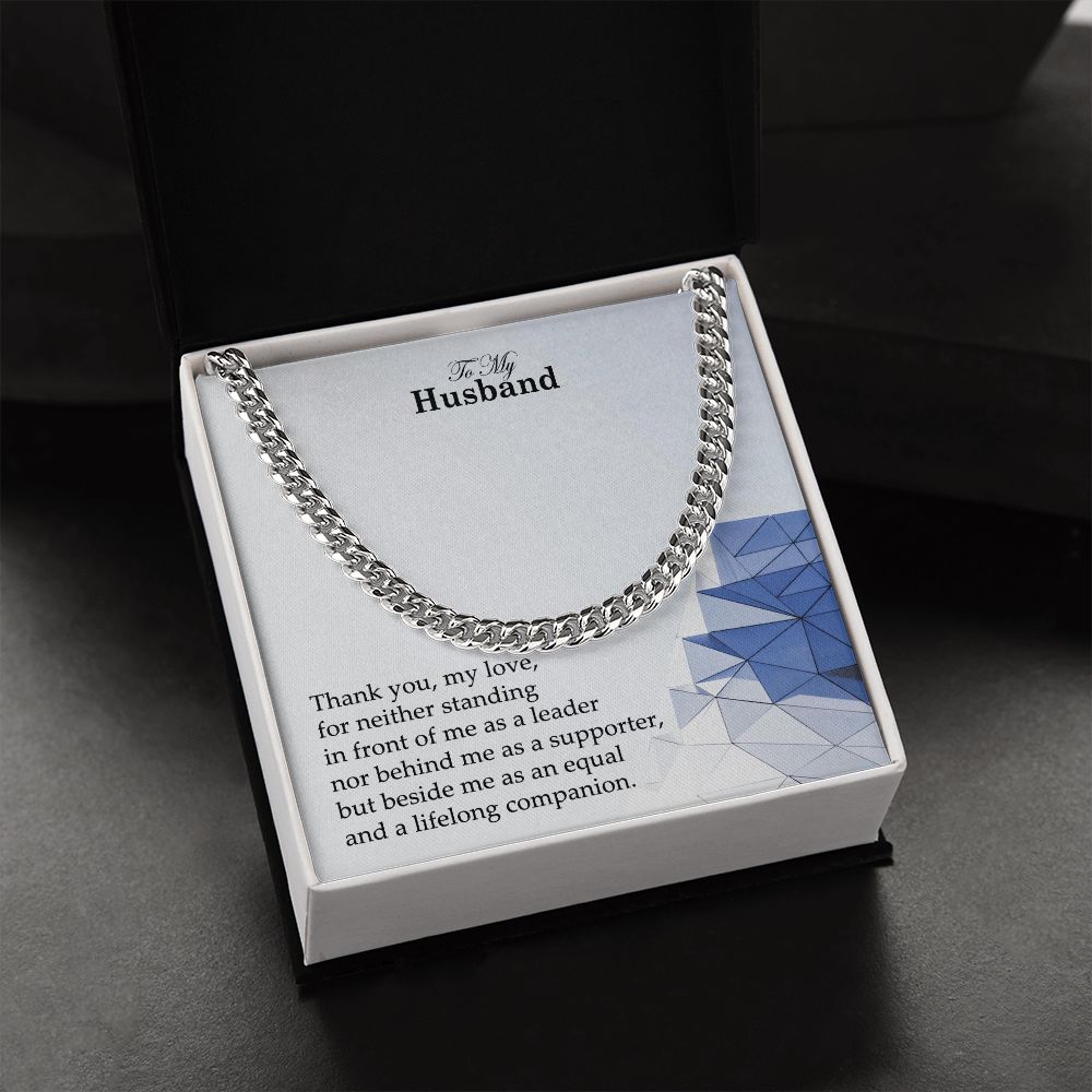 To My Husband, Thank You, My Love - Cuban Link Chain Necklace - Gift for Husband