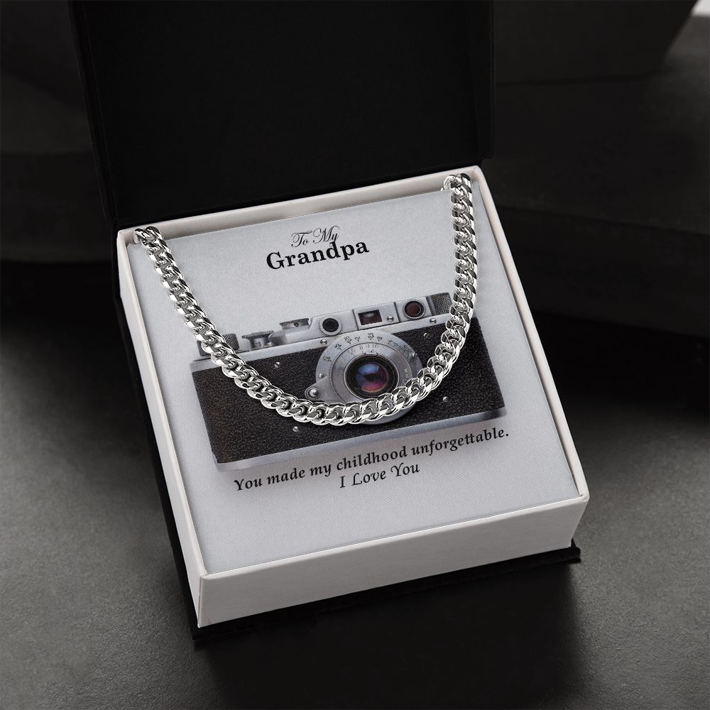 To My Grandpa, You Made My Childhood Unforgettable - Cuban Link Chain Necklace - Gift for Grandpa