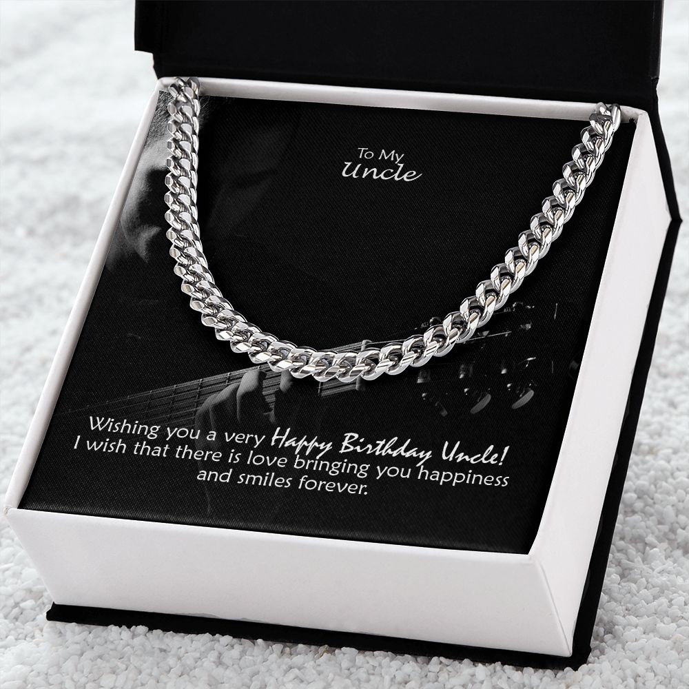 To My Uncle, I Wish That There Is Love Bringing You Happiness & Smiles Forever - Cuban Link Chain Necklace - Gift for Uncle